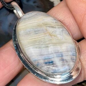 Blue Scheelite Pendant 2 1/4”- Calm & Communication Stone
